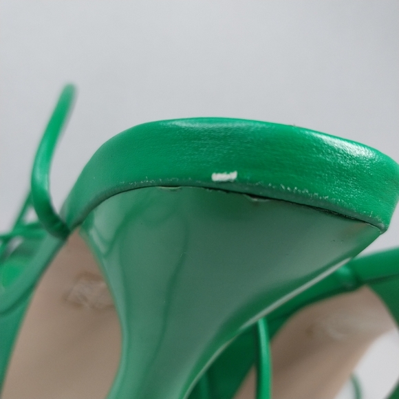 Public Desire Size 8 Anabele Green Pu Lace Up Cylinder Platform Heels Shoes - Picture 9 of 16